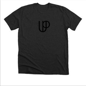 Charcoal Hipster UP falling man t-shirt large Useful Purpose graphic tee shirt